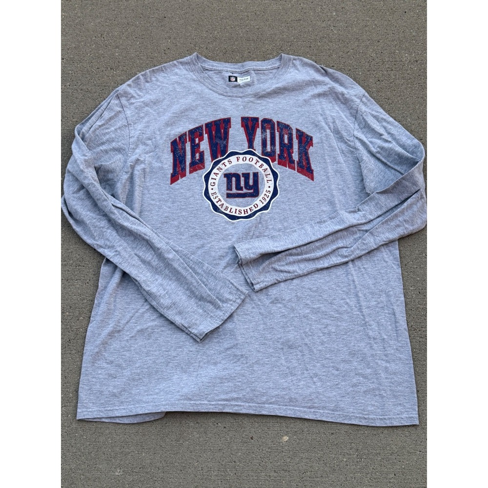 NFL Team Apparel New York Giants Long Sleeve T-Shirt Mens XL Gray Graphic Tee